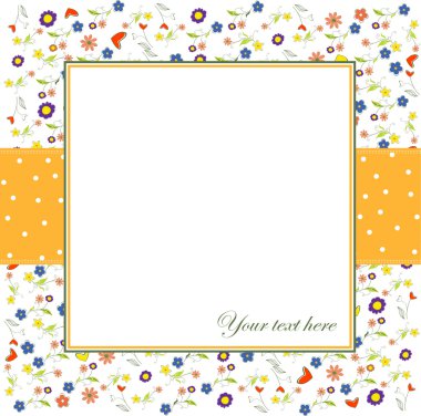 Invitation with flowers and white background clipart
