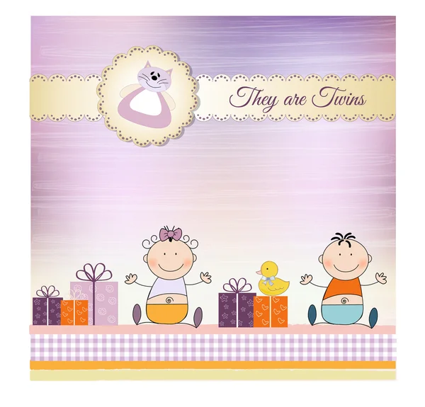 New baby twins invitation — Stock Photo, Image