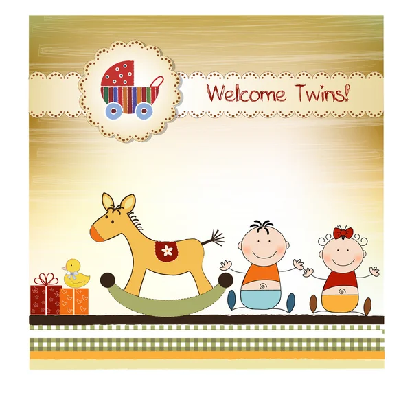 Nieuwe baby tweeling uitnodiging — Stockfoto
