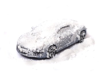 My car in the snow on the white background clipart