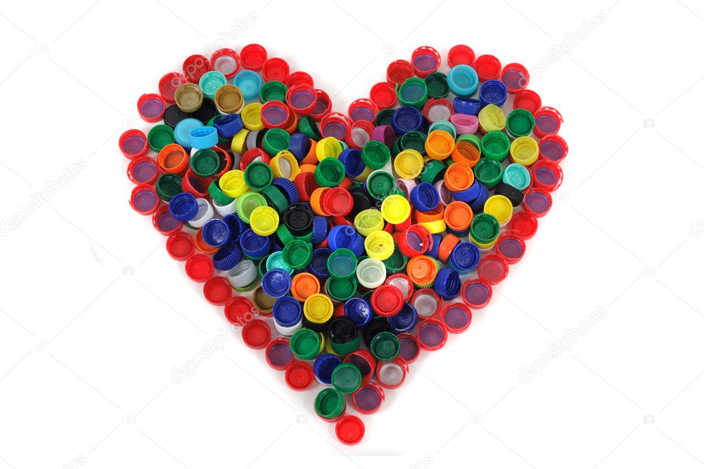 Heart from color caps