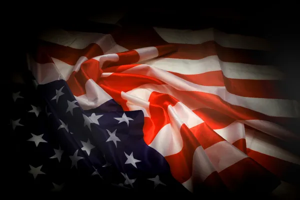 Vlajka USA v temné noci — Stock fotografie
