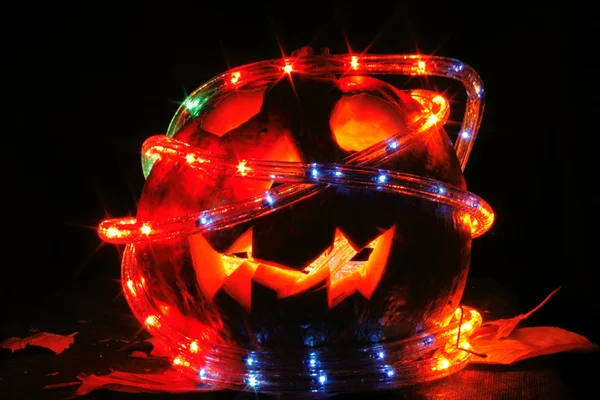 Abóbora de Halloween na noite escura — Fotografia de Stock