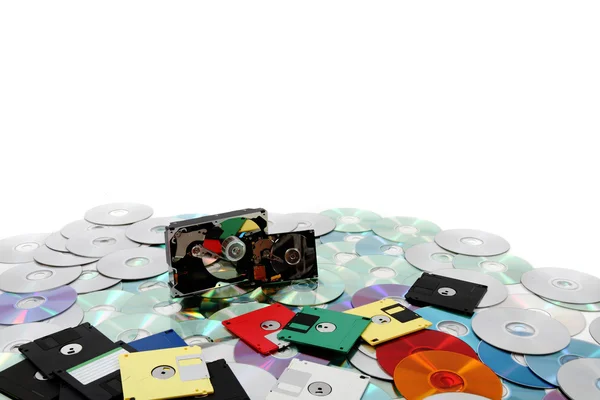 Жесткий диск, дискета и CD-ROM — стоковое фото