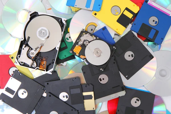 Merevlemez, floppy lemez, és a CD-ROM- — Stock Fotó