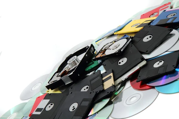 Жесткий диск, дискета и CD-ROM — стоковое фото