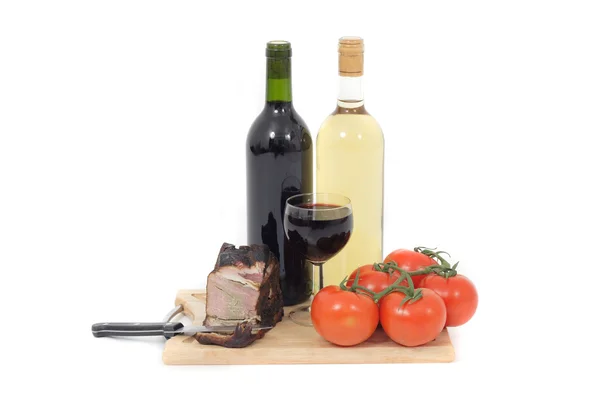 Carne e vinho — Fotografia de Stock