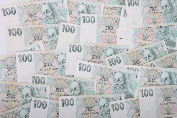 Billetes checos en un hundered — Foto de Stock