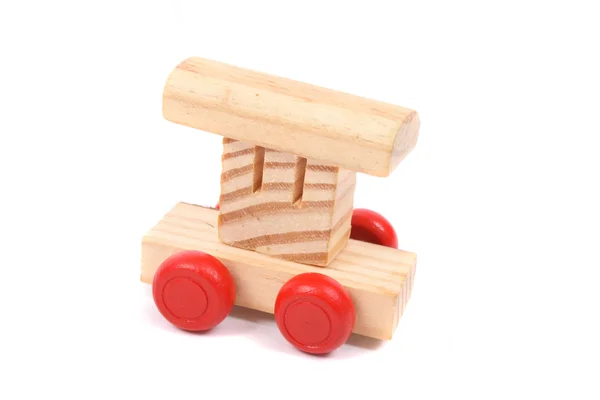 Trem de madeira como brinquedo para crianças — Fotografia de Stock