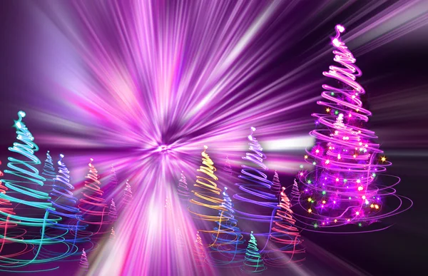 Pădure de Crăciun din luminile de culoare — Fotografie, imagine de stoc