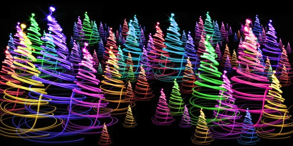 Forêt de Noël des lumières de couleur — Photo