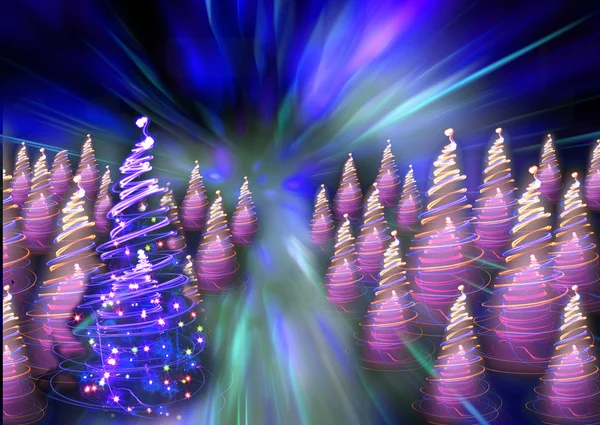 Noel orman renk ışıklar — Stok fotoğraf