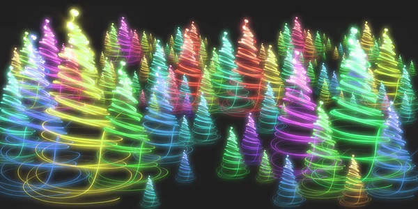 色のライトからクリスマスの森 — ストック写真