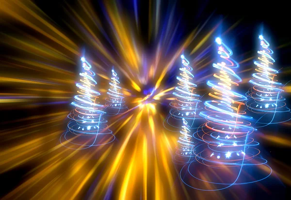 Bosque de Navidad de las luces de color — Foto de Stock