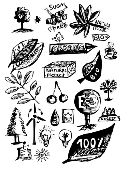 Objetos naturales (dibujados a mano ) — Vector de stock