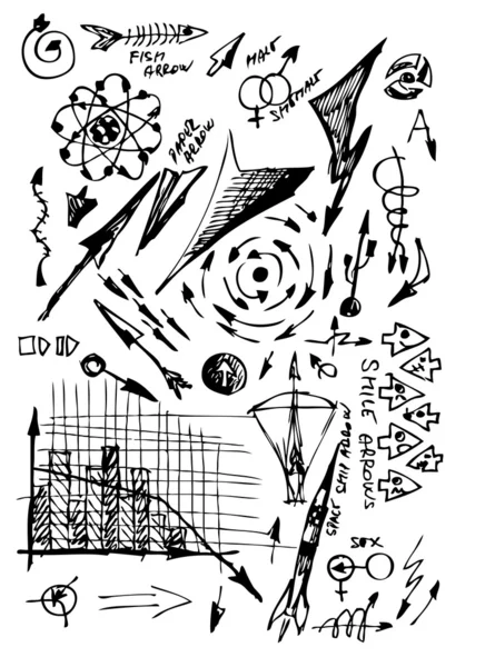 Стрелки, нарисованные вручную — стоковый вектор