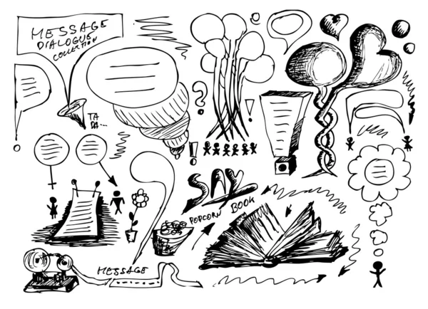 Iconos de diálogo dibujado a mano — Archivo Imágenes Vectoriales