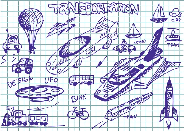 Kézzel rajzolt közlekedési ikonok — Stock Vector