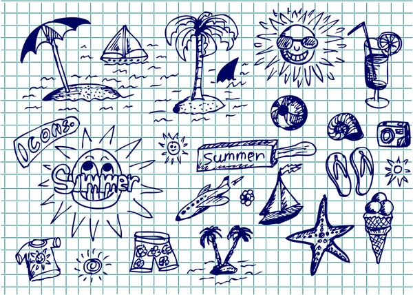 Colección de verano dibujado a mano — Vector de stock