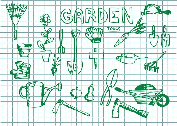 Ilustraciones de jardín dibujado a mano — Archivo Imágenes Vectoriales