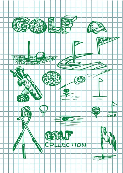 Χέρι συντάσσονται γκολφ εικονογραφήσεις — Διανυσματικό Αρχείο
