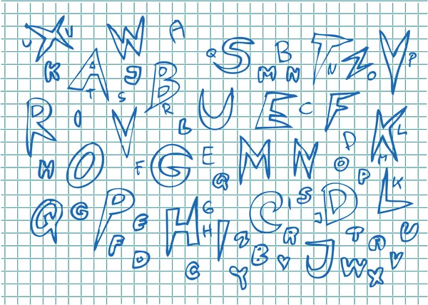 Bonito alfabeto dibujado a mano — Vector de stock