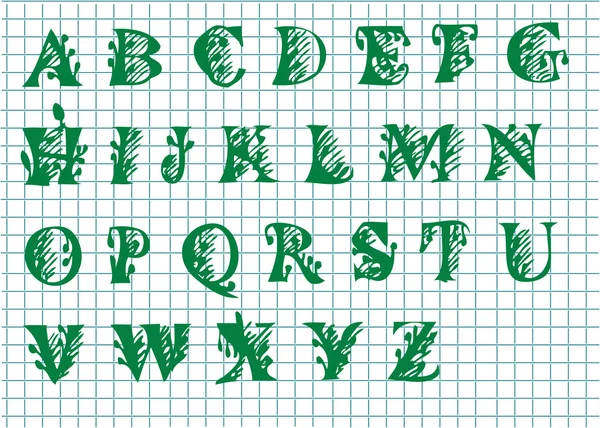 漂亮的手绘制的字母表 — 图库矢量图片