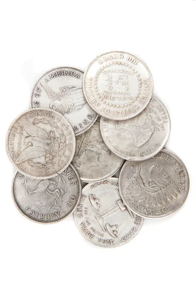 Παλιά ασημένια δολάρια — Φωτογραφία Αρχείου