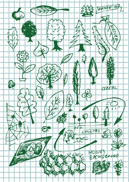 Éco bio et symboles de nature — Image vectorielle