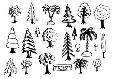 hand drawn treeses clipart