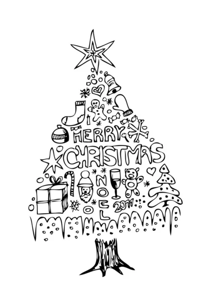 Árvore de Natal desenhada à mão — Vetor de Stock
