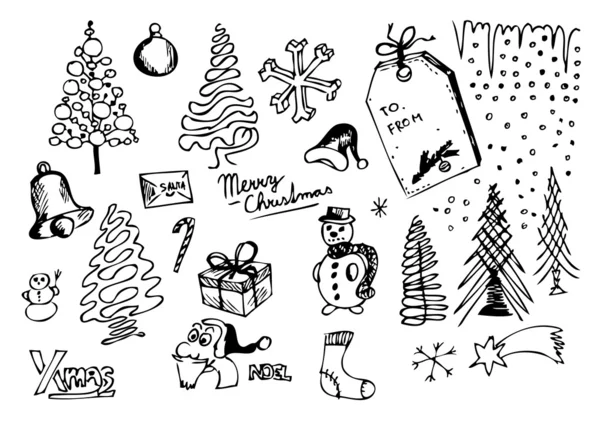 Kézzel rajzolt karácsonyi ikonok — Stock Vector