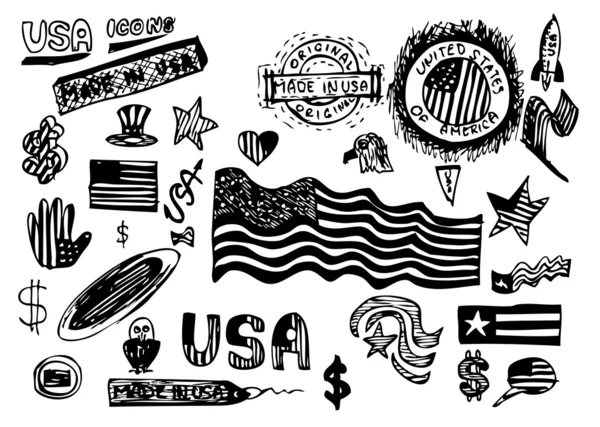 Símbolos EUA desenhados à mão —  Vetores de Stock
