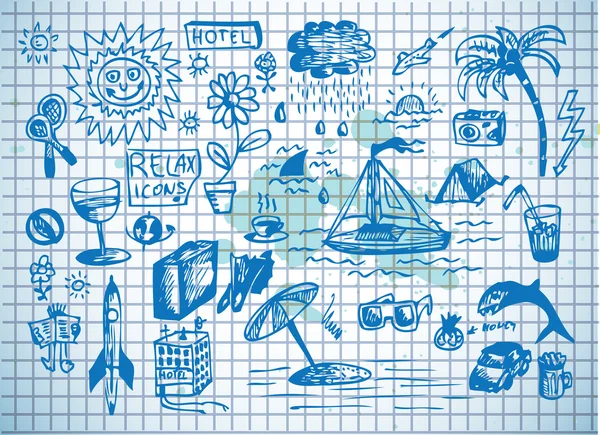 Illustration d'été et de mer — Image vectorielle