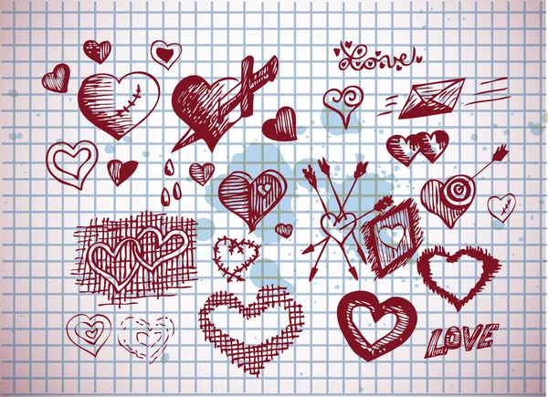Inimi și simboluri valentine — Vector de stoc
