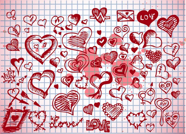 Inimi și simboluri valentine — Vector de stoc