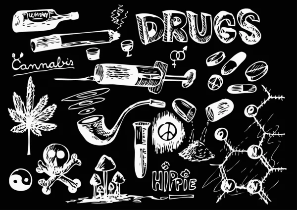 Handgezogene Drogen — Stockvektor