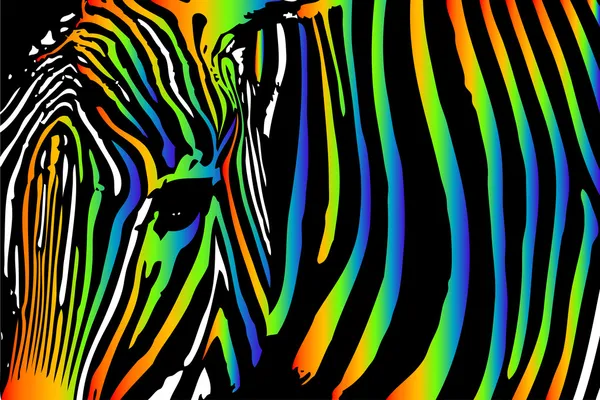 Zebra dalam warna pelangi - Stok Vektor
