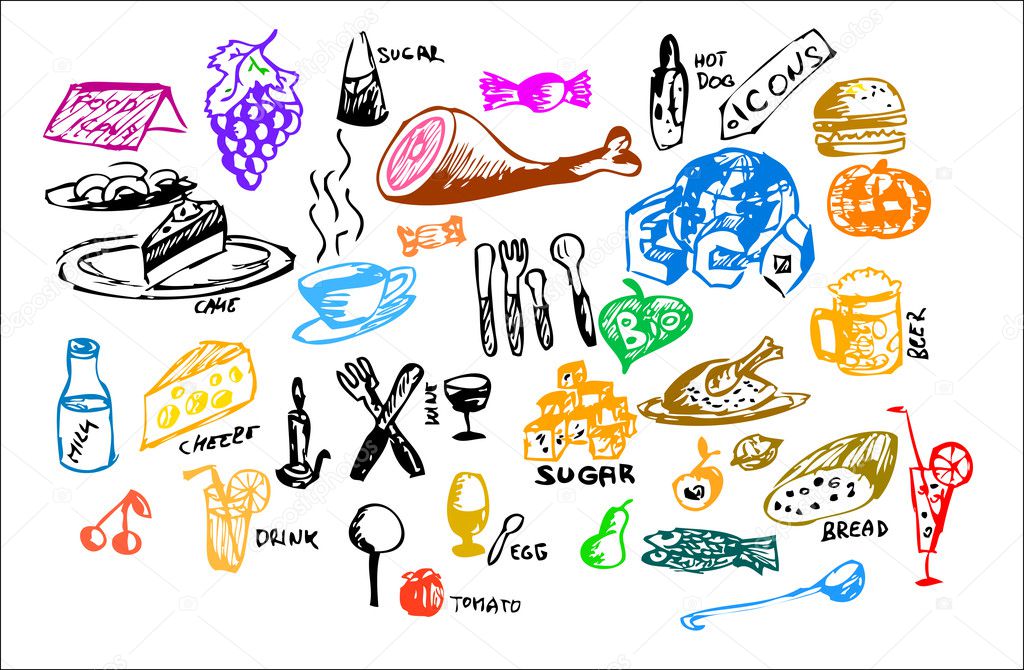 hand drawn food icons