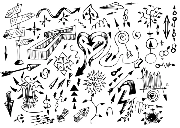 手描きの矢印のコレクション — ストックベクタ