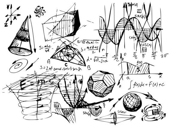 Símbolos matemáticos dibujados a mano — Archivo Imágenes Vectoriales