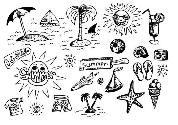 Hand drawn summer objects — Stock Vector
