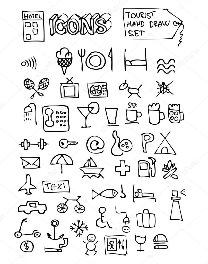 hand drawn hotel symbols