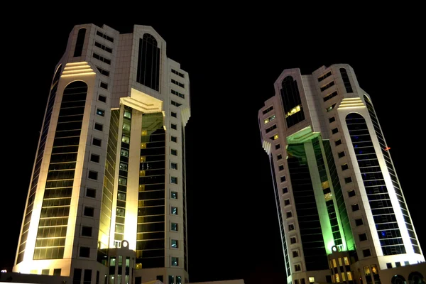 stock image Modern Twin Buildings At night