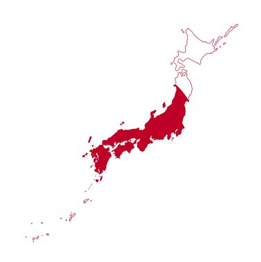 harita üzerinde Japonya bayrağı
