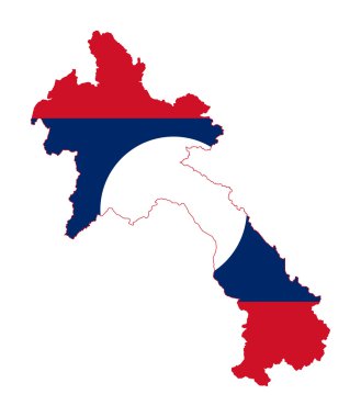 Laos flag on map clipart