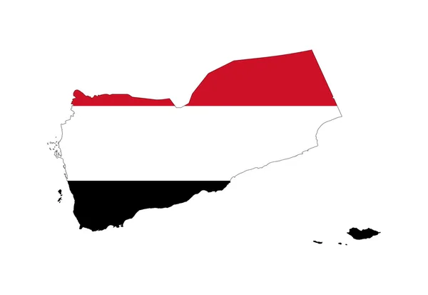 Jemen vlajka na mapě — Stock fotografie