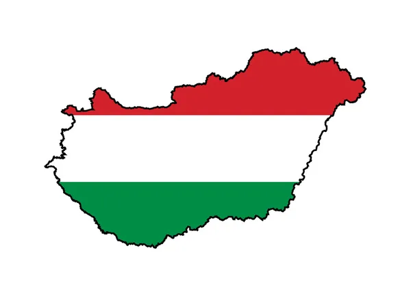 Σημαία της Ουγγαρίας στο χάρτη — Φωτογραφία Αρχείου