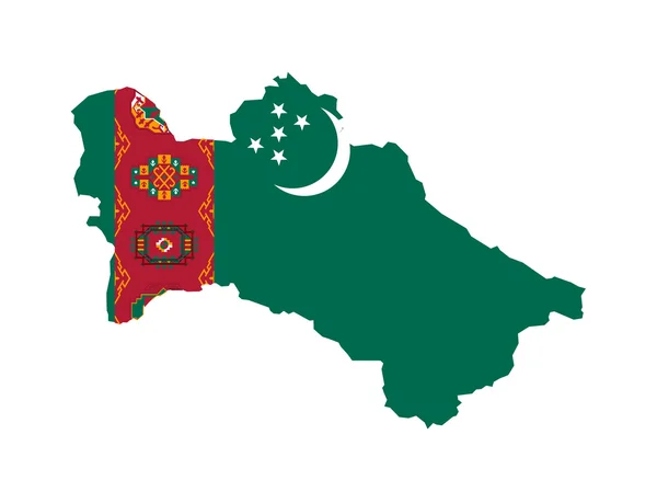 Turkemistan vlajka na mapě — Stock fotografie