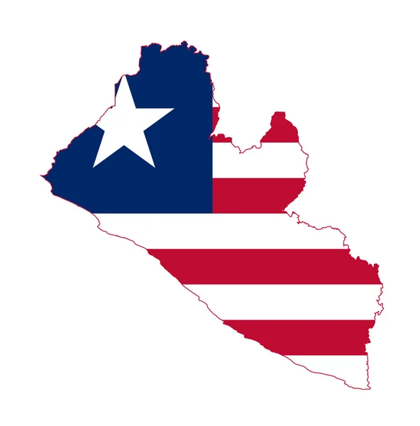 Liberia vlag op kaart — Stockfoto